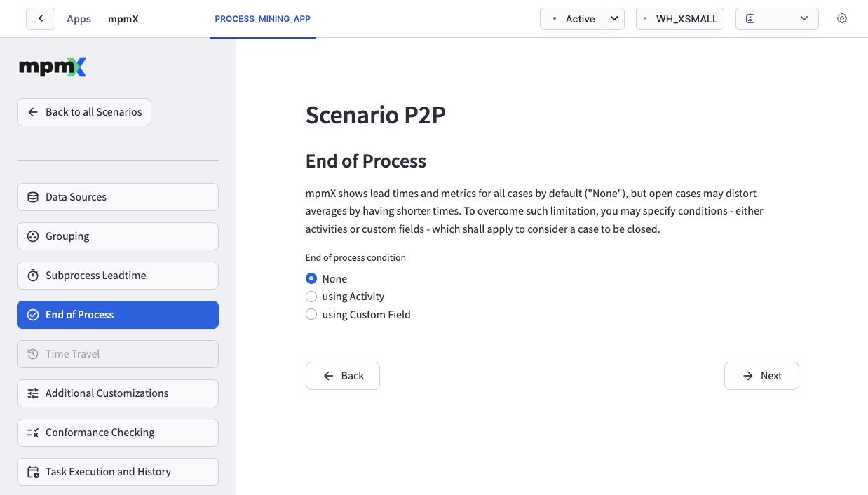 End of Process screen
