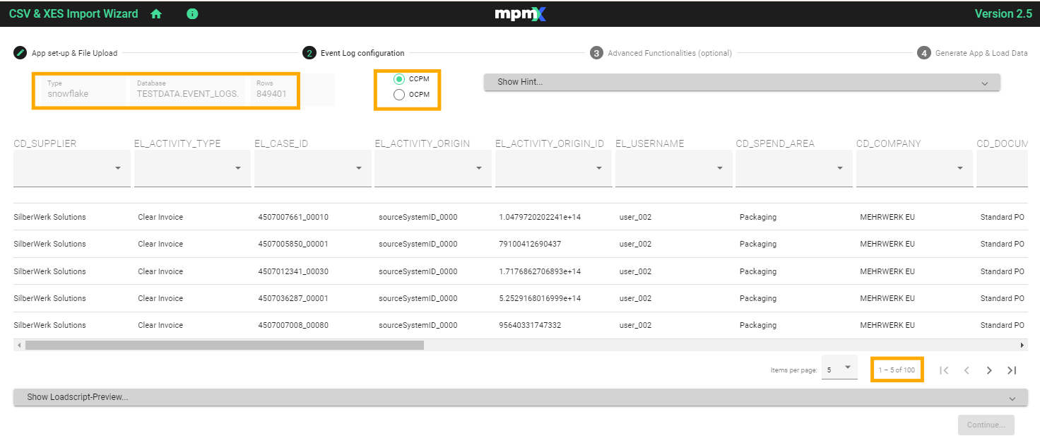 Event Log Configuration - Database - Default