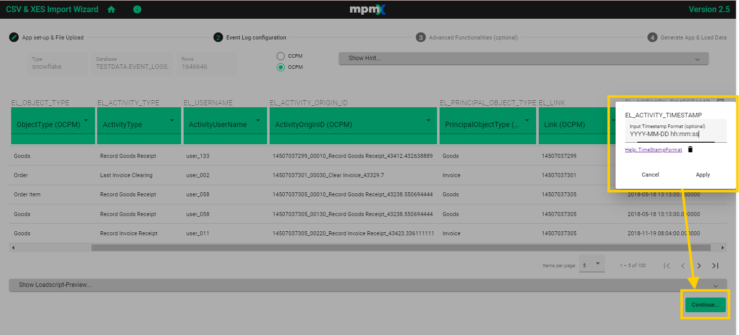 OCPM Timestamp Format