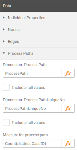 Properties Panel - Data, Process Paths