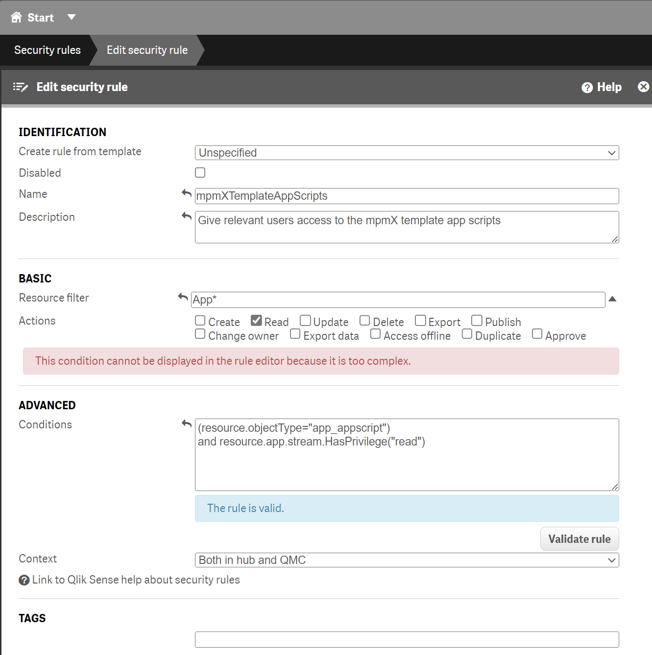 Security rule Template App Scripts