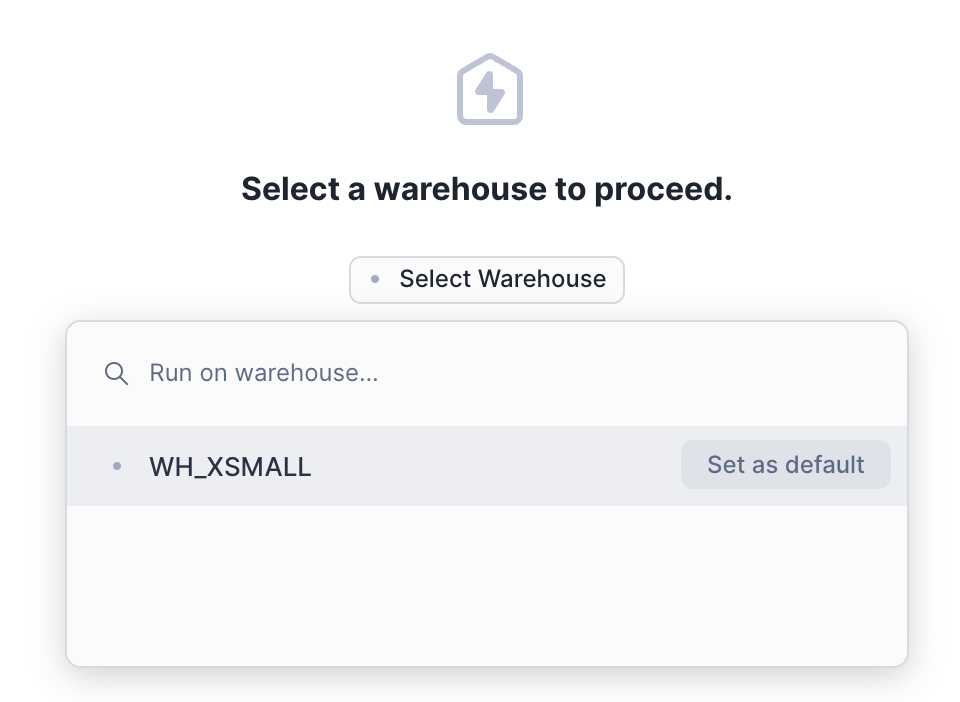 Select a Warehouse