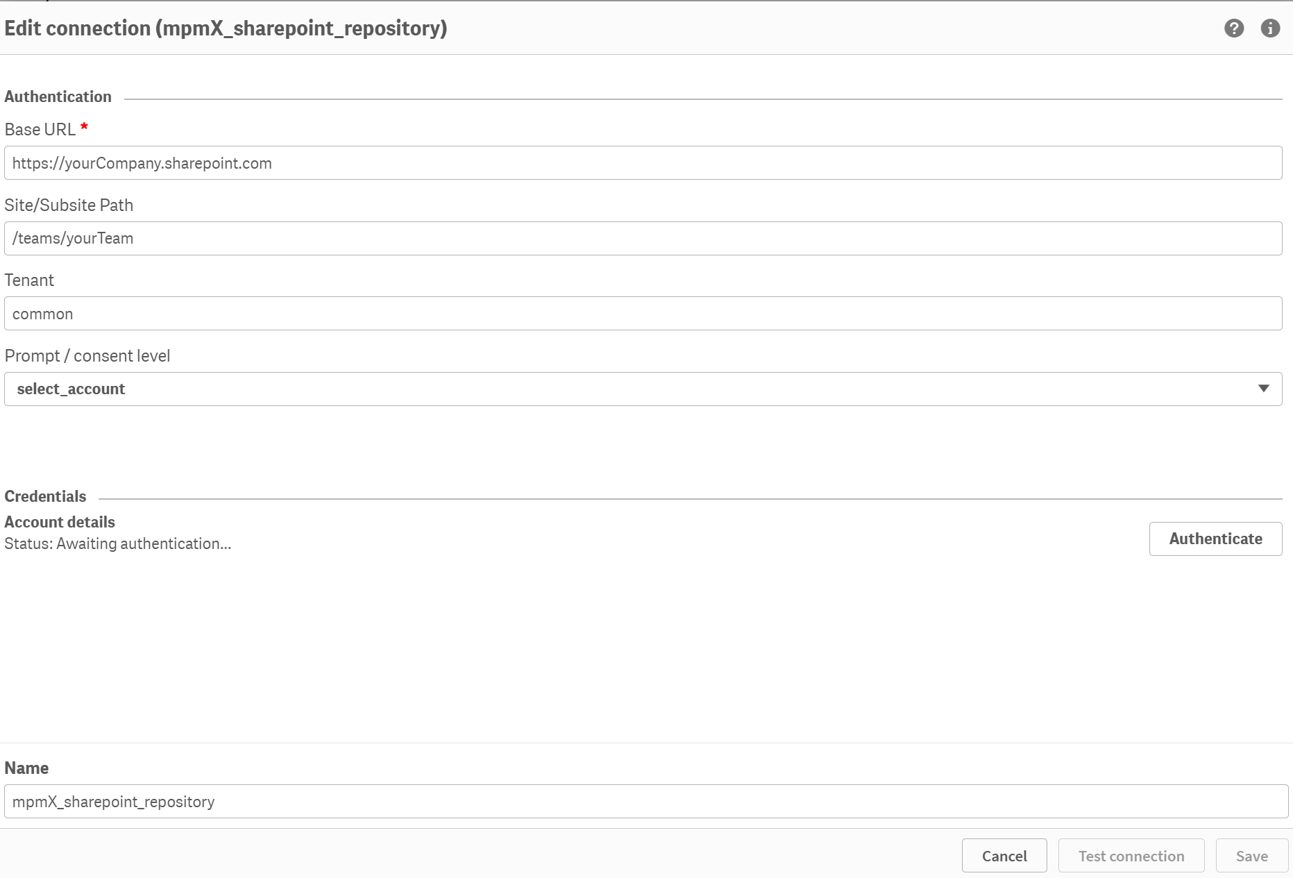 Sharepoint Data Connection Properties